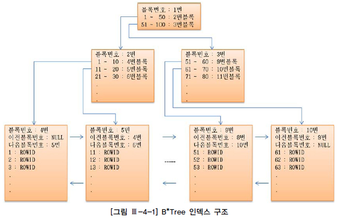 [그림 Ⅲ-4-1] B*Tree인덱스 구조