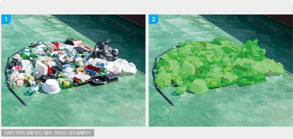 쓰레기 이미지 분활 인식 / 출처 : 포어시스 공식 홈페이지
