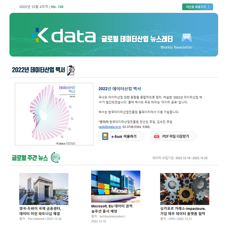 Kdata 글로벌 데이터산업 뉴스레터 2022년 12월 4주차