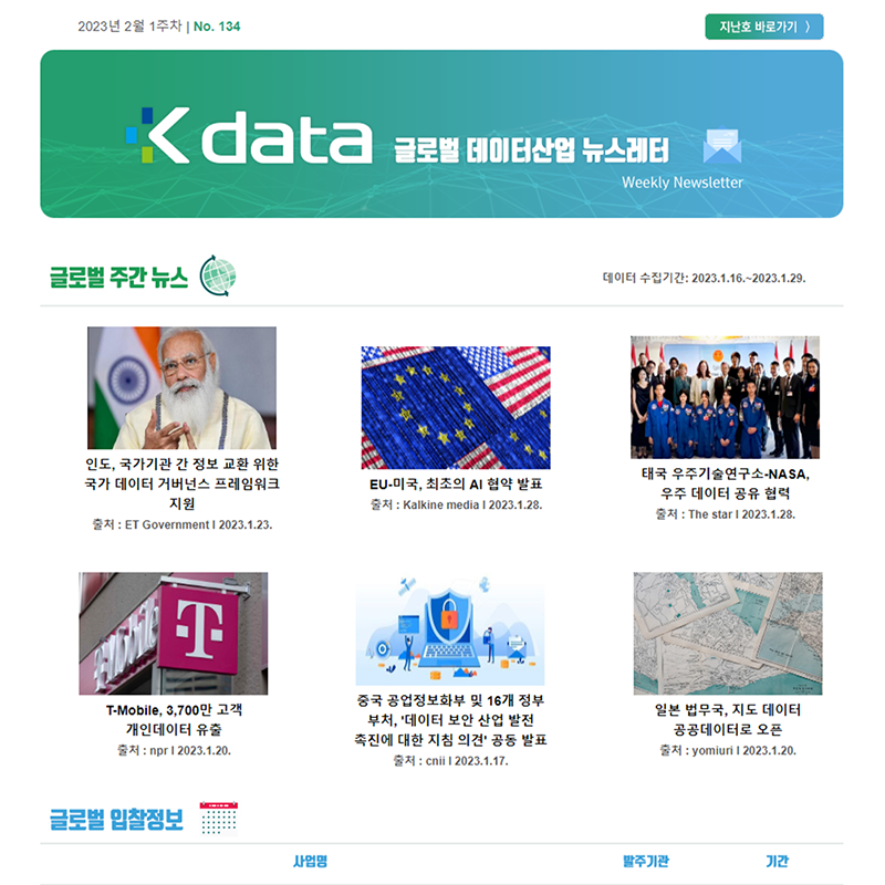 Kdata 글로벌 데이터산업 뉴스레터 2023년 2월 1주차