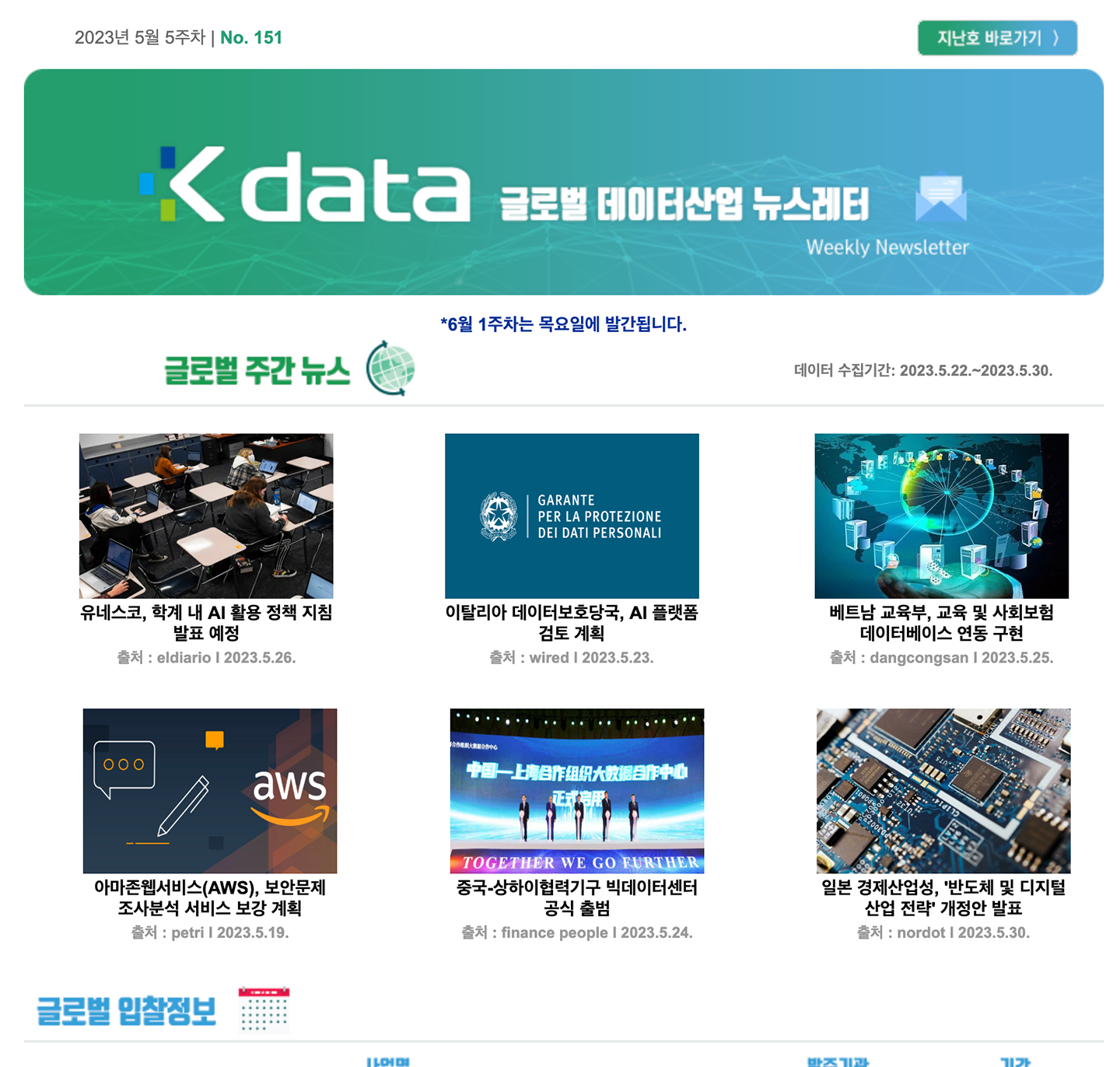 Kdata 글로벌 데이터산업 뉴스레터 2023년 5월 5주차