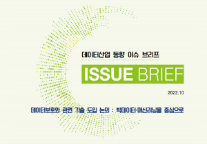 데이터산업 동향 이슈 브리프 ISSUE BRIEF 2022.10 데이터보호와 관련 기술 도입 논의 : 빅데이터 머신러닝을 중심으로